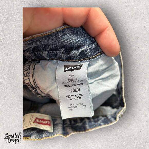 Levi's 505 Straight Jeans Youth Size 12 Slim 24x26 Classic Denim Durable Vintage - Picture 4 of 5